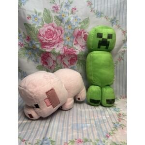 Minecraft Plush Lot Pig & Creeper Soft Toys Mojang Stuffed Animals Set of 2